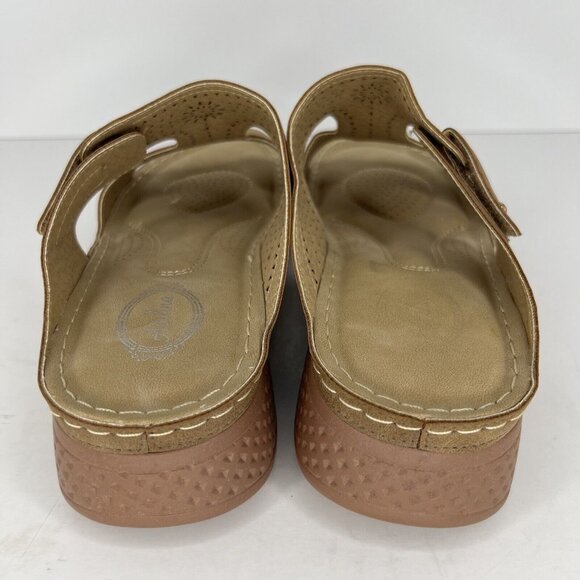 Atalina SuedeLook Comfort Feel Sandals Womens Size 9.5 EU 41 Tan Wedge Heels - Picture 4 of 9